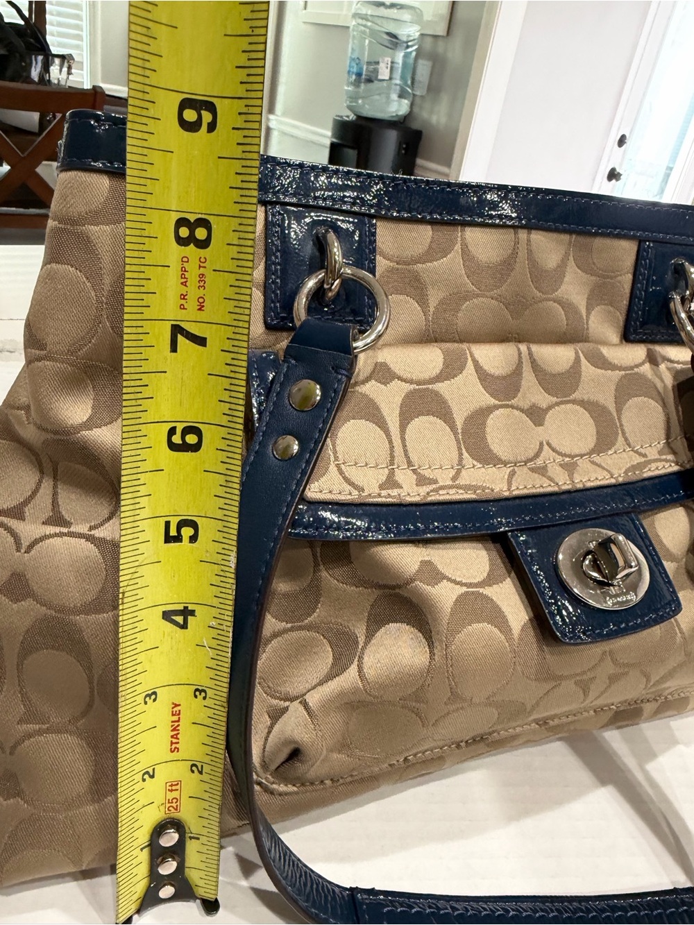 Coach Penelope Signature Satchel Handbag F19043 Khaki/Navy - Picture 15 of 15